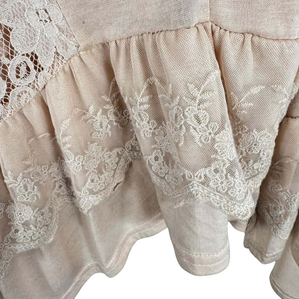 Umgee Light Pink Boho Lightweight Asymmetrical Hem Lace Ruffled Open Vest Size S - Picture 4 of 6